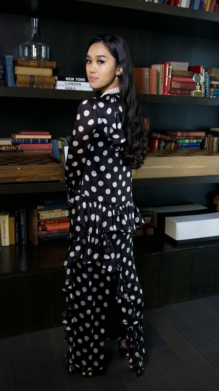 Gucci Polka dot silk long dress